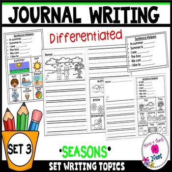 Preview of Kindergarten Journal Writing Prompts Differentiated (Set 3 Seasons Theme)