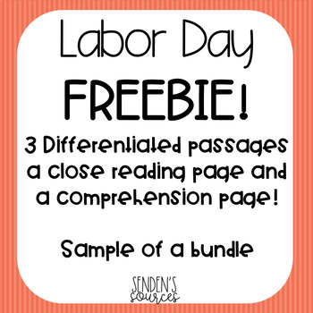 Preview of Differentiated Labor Day Close Reader FREEBIE!