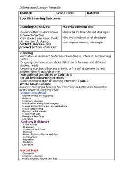 differentiated lesson plan assignment