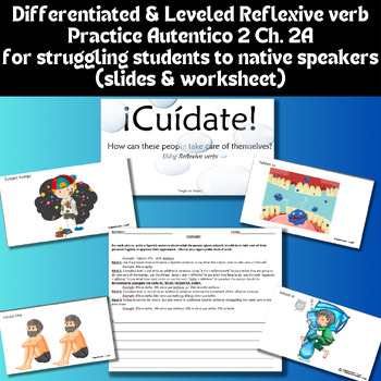 Preview of Differentiated Reflexive verb Practice Digital Resource- Autentico 2 ch. 2A