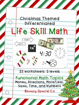 Preview of Christmas Differentiated Life Skill Math Pack (special education)