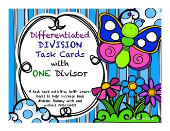 Preview of Differentiated Long Division Task Cards With ONE Divisor