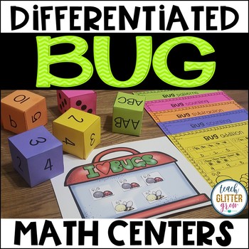 Preview of Differentiated Math Center - Bug Theme