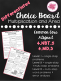 Differentiated Math Choice Boards for 4.NBT.5 & 4.MD.3 - M