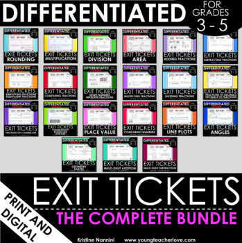 Preview of Math Exit Tickets | Differentiated BUNDLE | Formative Assessments EDITABLE