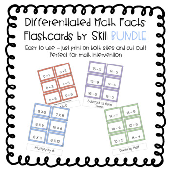 Preview of Differentiated Math Facts Flashcards by Skill (based on Nicki Newton) BUNDLE