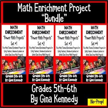 Preview of 5th and 6th Grade Math Projects Bundle, All Four Enrichment Sets, Print and Go!