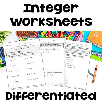 Preview of Integer Worksheet Bundle - Differentiated