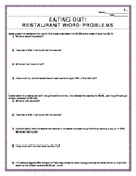 Differentiated Math Real-Life Math Word Problems: Eating Out