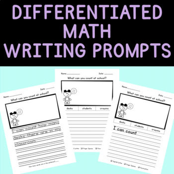 Preview of Differentiated Math Writing Prompts Bundle