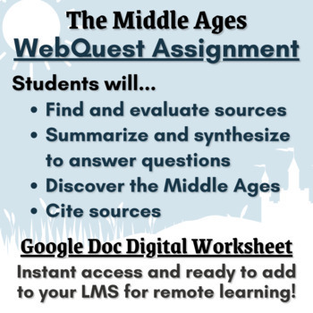 Preview of Differentiated Middle Ages WebQuest *GOOGLE DOC* Digital WS