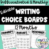 Differentiated Monthly Writing Choice Boards