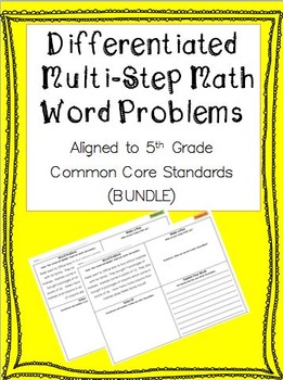 Preview of Differentiated Multi-Step Math Word Problems 5th Grade Common Core (Bundle)