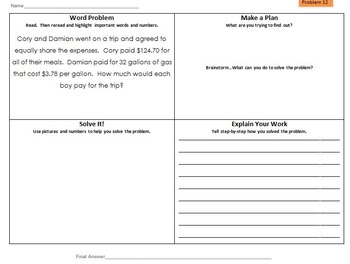 Differentiated Multi-Step Math Word Problems 5Th Grade Common Core (Set 2)