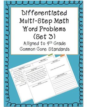 Preview of Differentiated Multi-step Math Word Problems 4th Grade Common Core (Set 3)