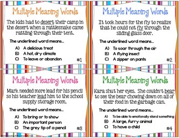 Real Photo Language Cards: Multiple Meaning Words