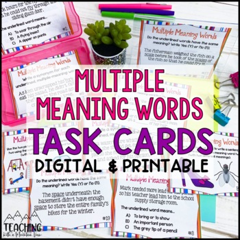 Preview of Multiple Meaning Words Task Cards