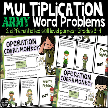Preview of Differentiated Multiplication Word Problem Game Grades 3-4