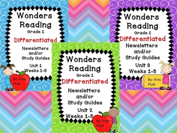 Preview of Wonders Reading Differentiated Newsletters / Study Guides Grade 1 Units 1-3