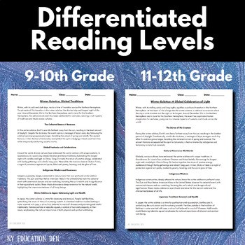 Differentiated Nonfiction Reading Comprehension Passage, Questions ...