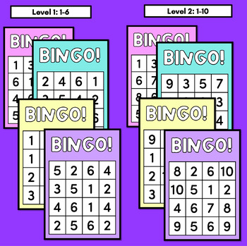 Differentiated Number Bingo Boards - 4 Levels by Mrs Learning Bee