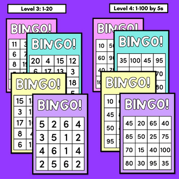 Differentiated Number Bingo Boards - 4 Levels by Mrs Learning Bee