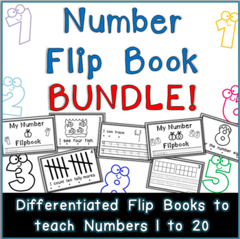 Preview of Differentiated Number Flip Books (flipbooks) 1 to 20