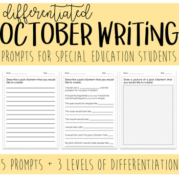 Preview of Differentiated OCTOBER Writing Prompts