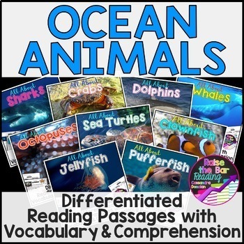 Preview of Differentiated Ocean Animals Unit: Reading Comprehension Questions, Passages