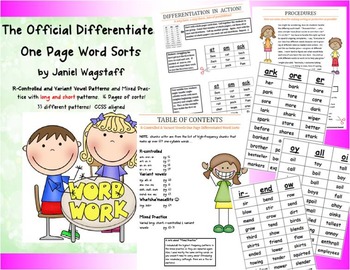 Differentiated One Page R-CONTROLLED & VARIANT VOWEL Phonics Word Sorts ...