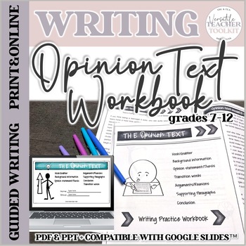 Preview of Differentiated Opinion Text/Persuasive Writing Workbook Print and Paperless