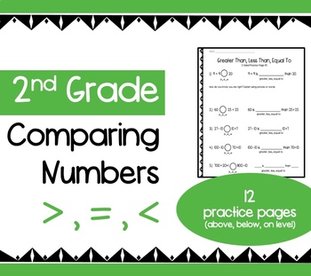 Preview of Comparing Numbers Homework or Practice Pages (Greater Than, Less Than, Equal To)