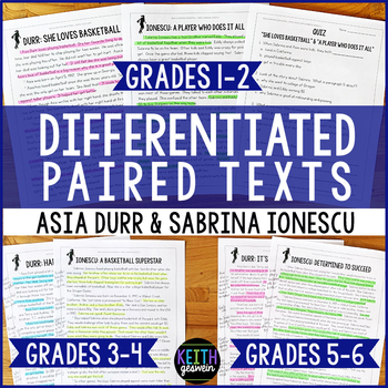 Preview of Differentiated Paired Texts: Asia Durr and Sabrina Ionescu (Grades 1-6)