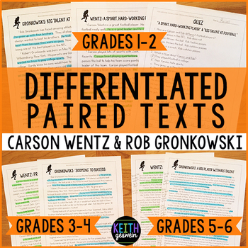 Preview of Differentiated Paired Texts: Carson Wentz and Rob Gronkowski (Grades 1-6)