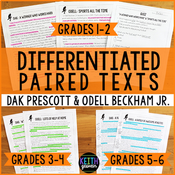 Preview of Differentiated Paired Texts: Dak Prescott and Odell Beckham Jr. (Grades 1-6)