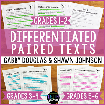 Preview of Differentiated Paired Texts: Gabby Douglas and Shawn Johnson (Grades 1-6)