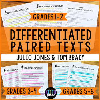Preview of Differentiated Paired Texts: Julio Jones and Tom Brady (Grades 1-6)