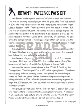 Differentiated Paired Texts: Kris Bryant and David Ortiz (Grades 1-6)