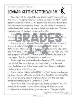 Differentiated Paired Texts: Kyrie Irving and Kawhi Leonard (Grades 1-6)