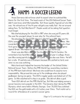 Differentiated Paired Texts: Mia Hamm and Carli Lloyd (Grades 1-6)