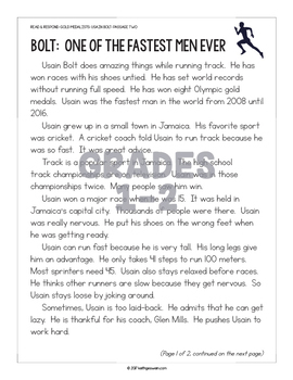 Differentiated Paired Texts: Michael Phelps and Usain Bolt (Grades 1-6)