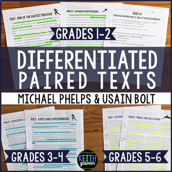 Preview of Differentiated Paired Texts: Michael Phelps and Usain Bolt (Grades 1-6)
