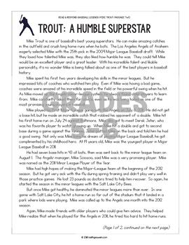 Differentiated Paired Texts: Mike Trout and Derek Jeter (Grades 1-6)