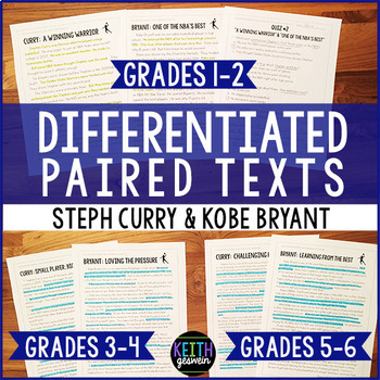 Preview of Differentiated Paired Texts: Steph Curry and Kobe Bryant (Grades 1-6)