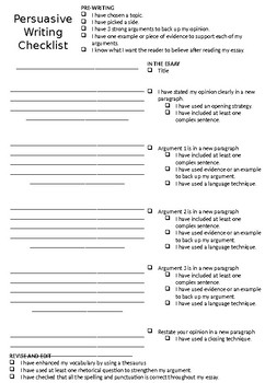 Differentiated Persuasive Writing Checklists by Rachel Dovaston | TPT