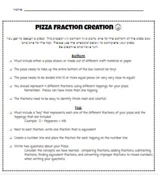 Preview of Differentiated Pizza Creation Project for 3rd grade Fractions