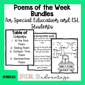 Preview of Monthly Poems Bundle for Special Education and ESL Students with IEPs