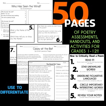 Preview of Differentiated Poetry Assignments Bundle grades 1-12