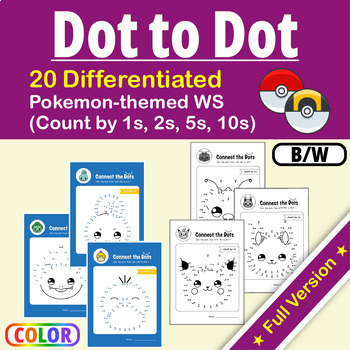 Preview of Differentiated Pokemon Dot to Dot WS Skip Counting by 1 2 5 10 (within 1000)