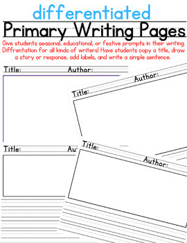 Preview of Differentiated Primary Writing Prompt Pages